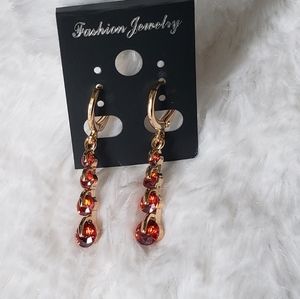 18K Yellow Gold-filled Red Ruby earrings